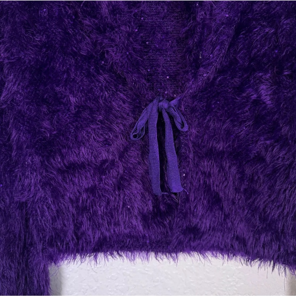 Free People, Purple Fuzzy Women's Purple Jacket - Picture 4 of 9